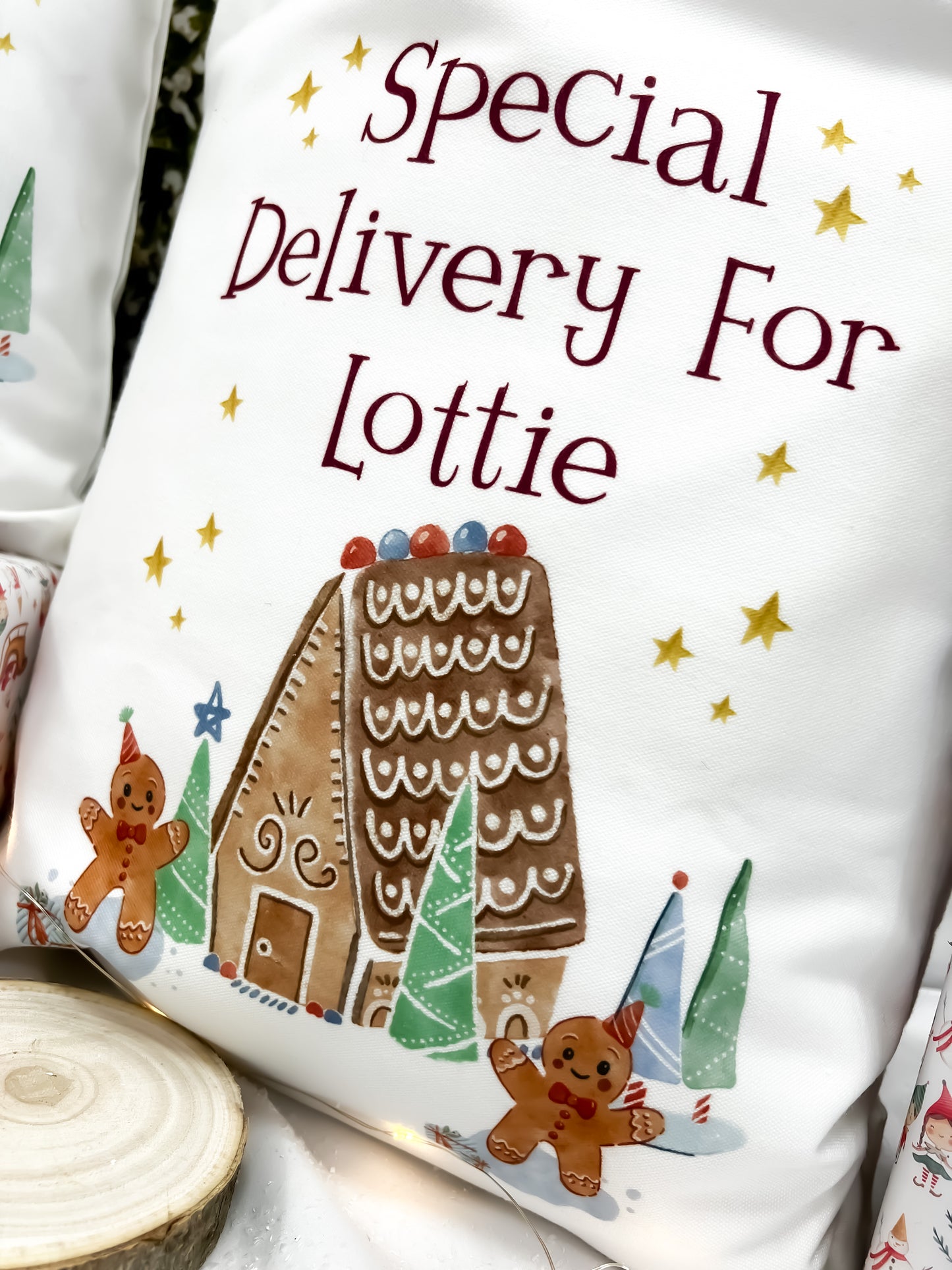 personalised santa sack, gingerbread