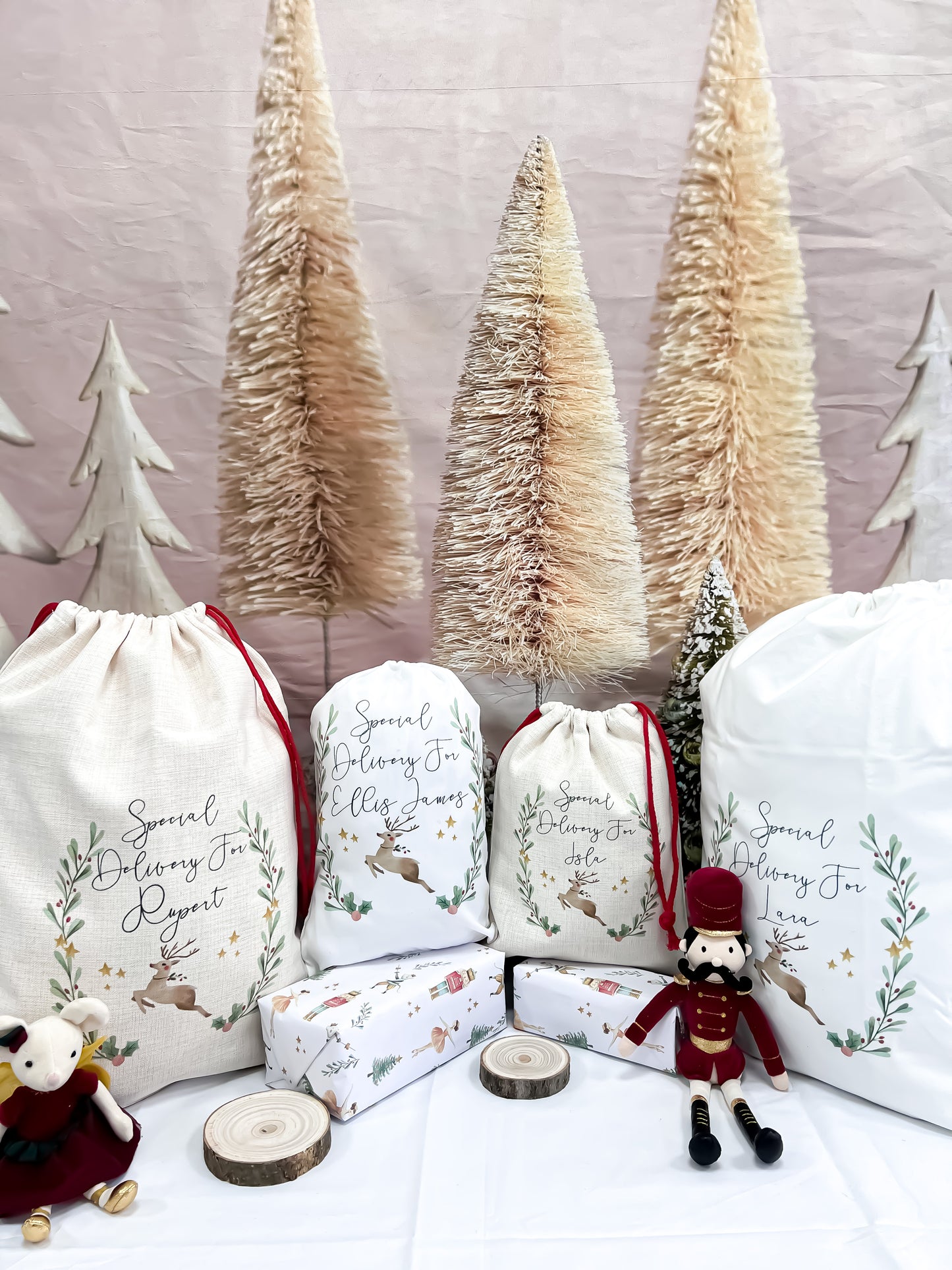 personalised Christmas sack, Christmas stocking, reindeer