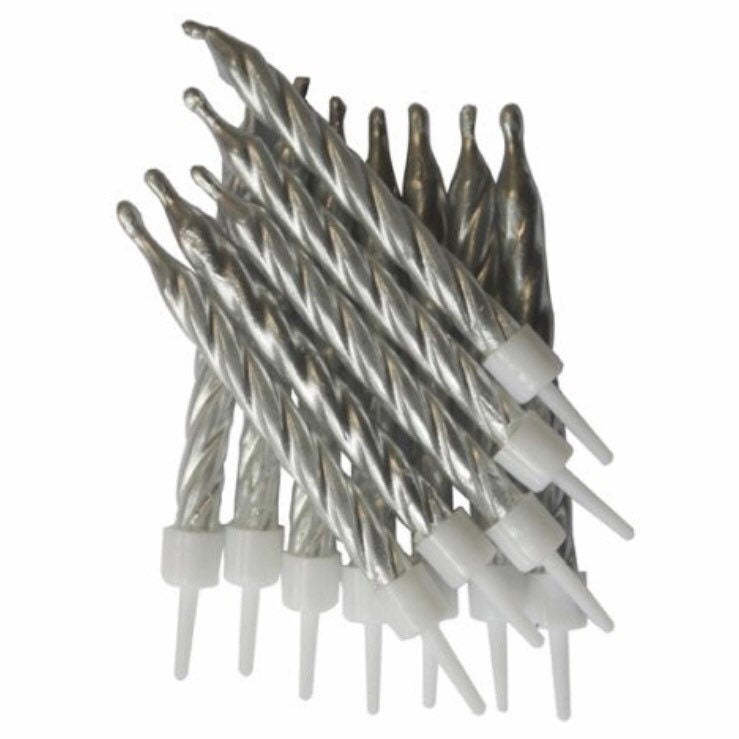 Silver birthday candles, birthday cake candles, baby shower, christening, cake topper