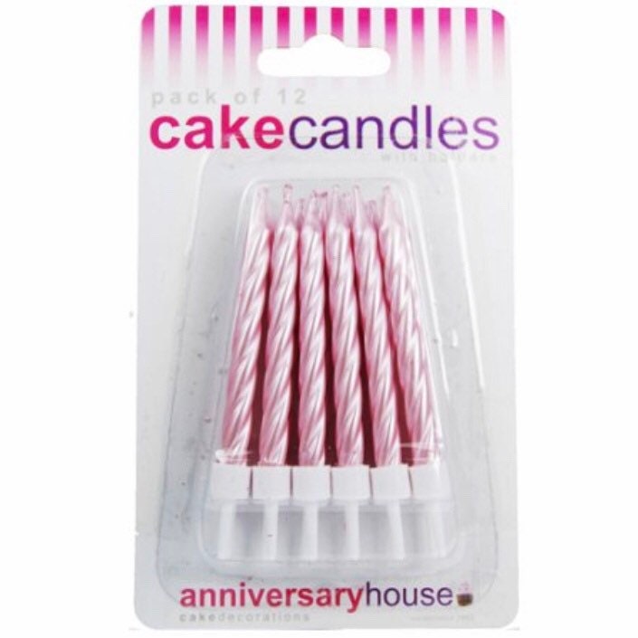 Pink birthday candles, birthday cake candles, baby shower, christening, cake topper