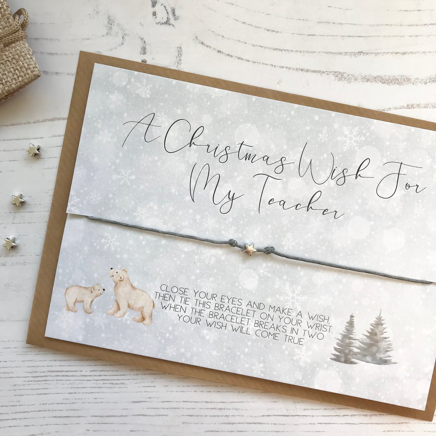 teacher Christmas gift, wish bracelet