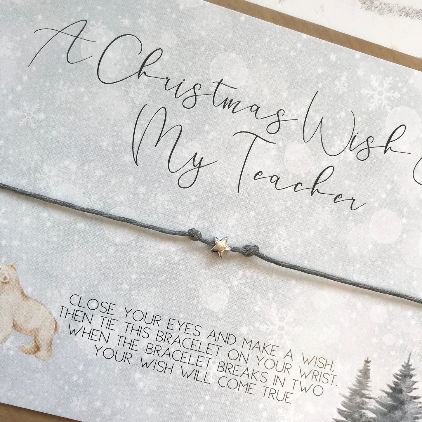 teacher Christmas gift, wish bracelet