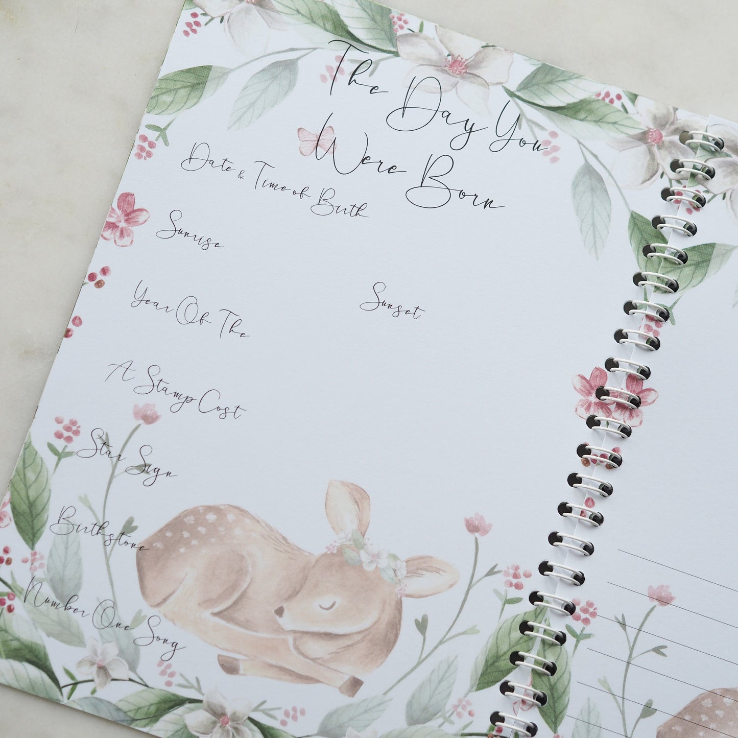 Baby journal, baby book, baby journal and memory book, woodland, fawn, baby milestone, pregnancy journal, my first year, my first year book