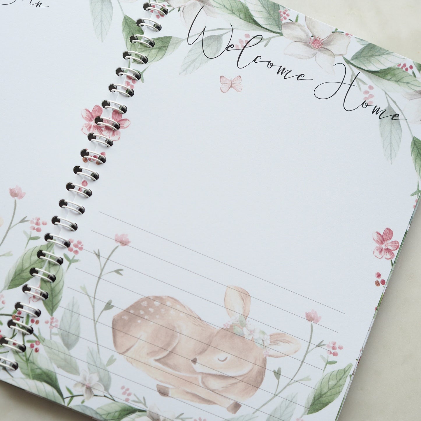 Baby journal, baby book, baby journal and memory book, woodland, fawn, baby milestone, pregnancy journal, my first year, my first year book