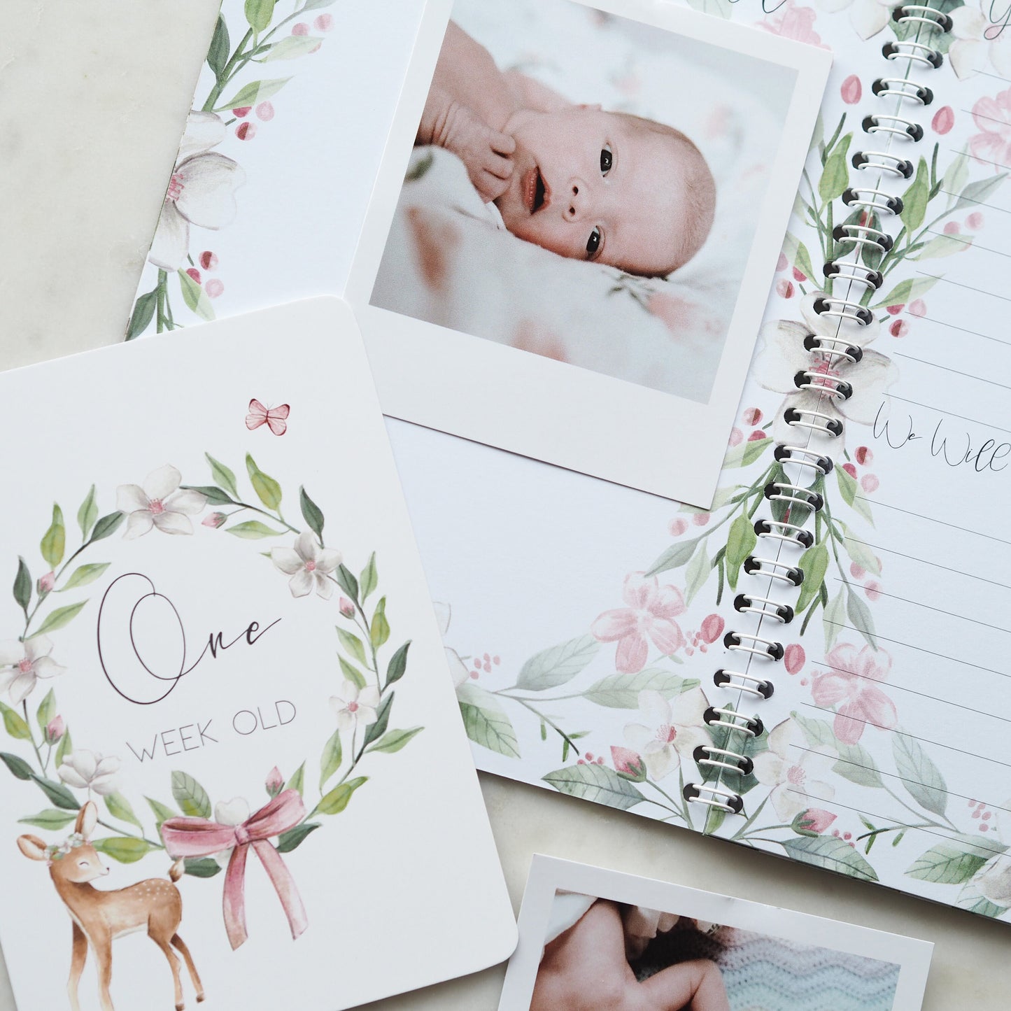 Baby journal, baby book, baby journal and memory book, woodland, fawn, baby milestone, pregnancy journal, my first year, my first year book