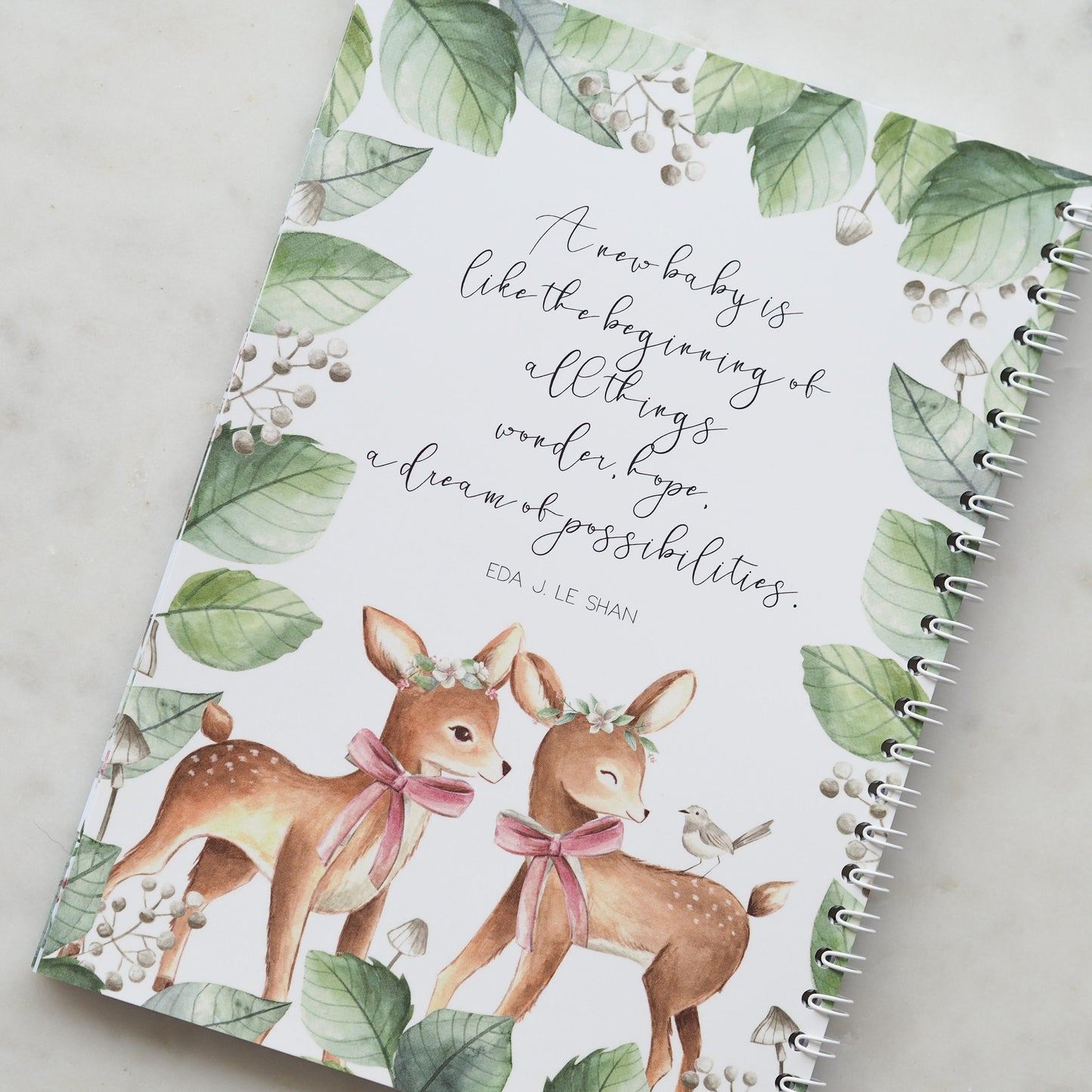 Baby journal, baby book, baby journal and memory book, woodland, fawn, baby milestone, pregnancy journal, my first year, my first year book