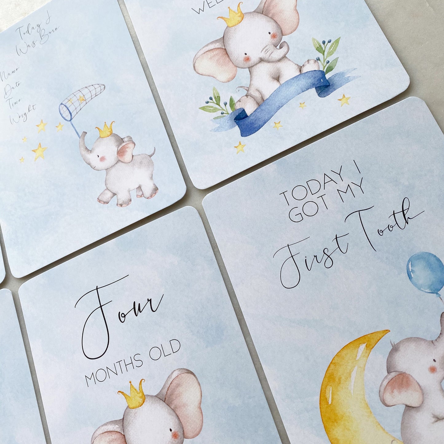 baby milestone cards, elephant, elephant milestone cards, pregnancy, baby shower gift,