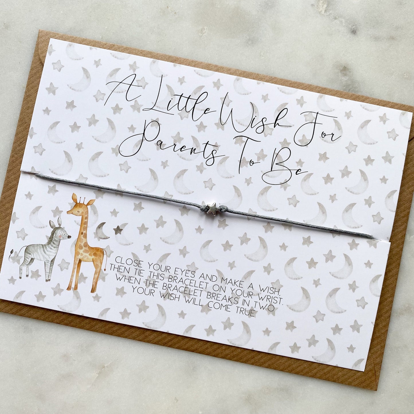 wish bracelet, parents to be wish bracelet, new parents, safari, baby shower gift, pregnancy gift, new baby gift, unisex gift