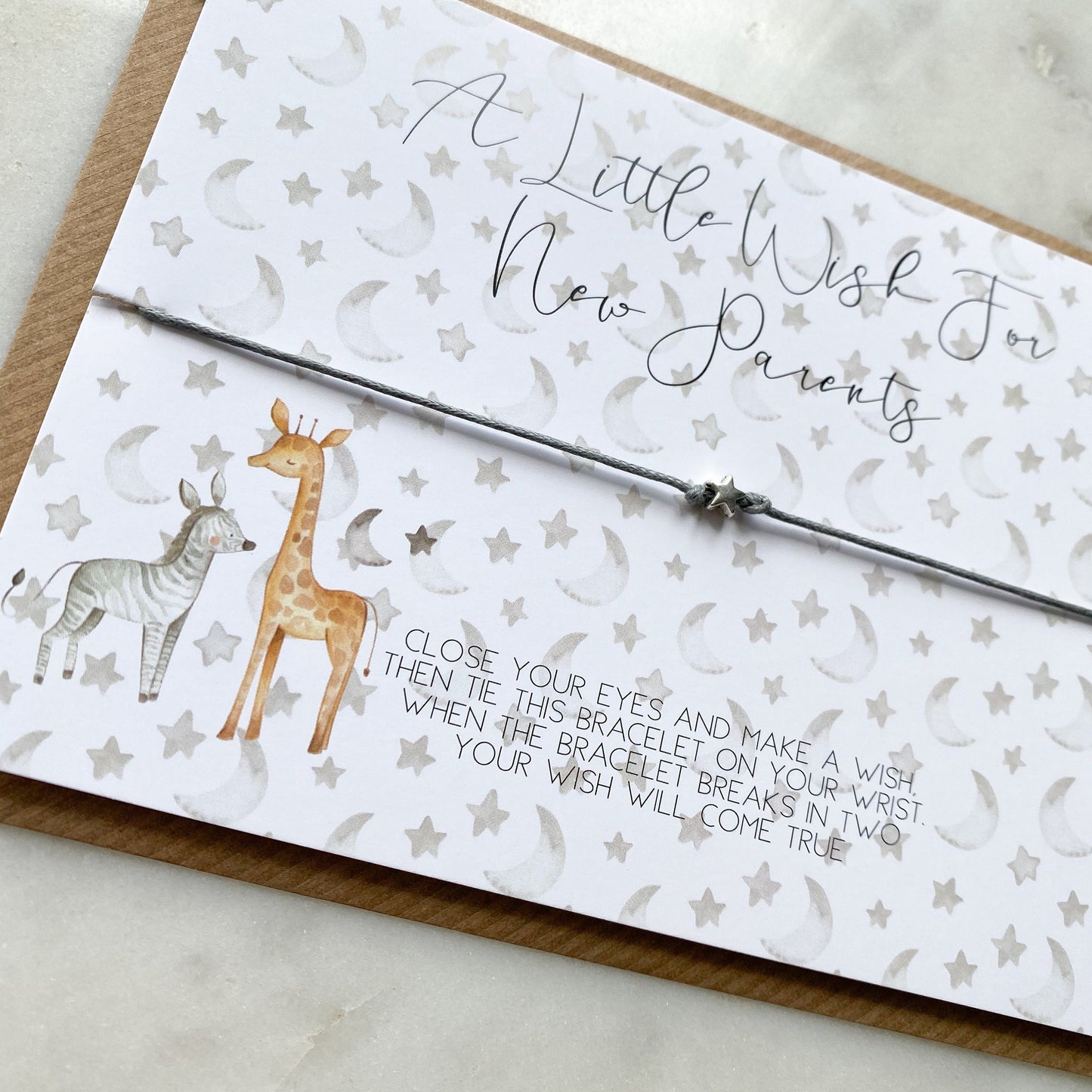 wish bracelet, new parents wish bracelet, new parents, safari, baby shower gift, pregnancy gift, new baby gift, unisex gift