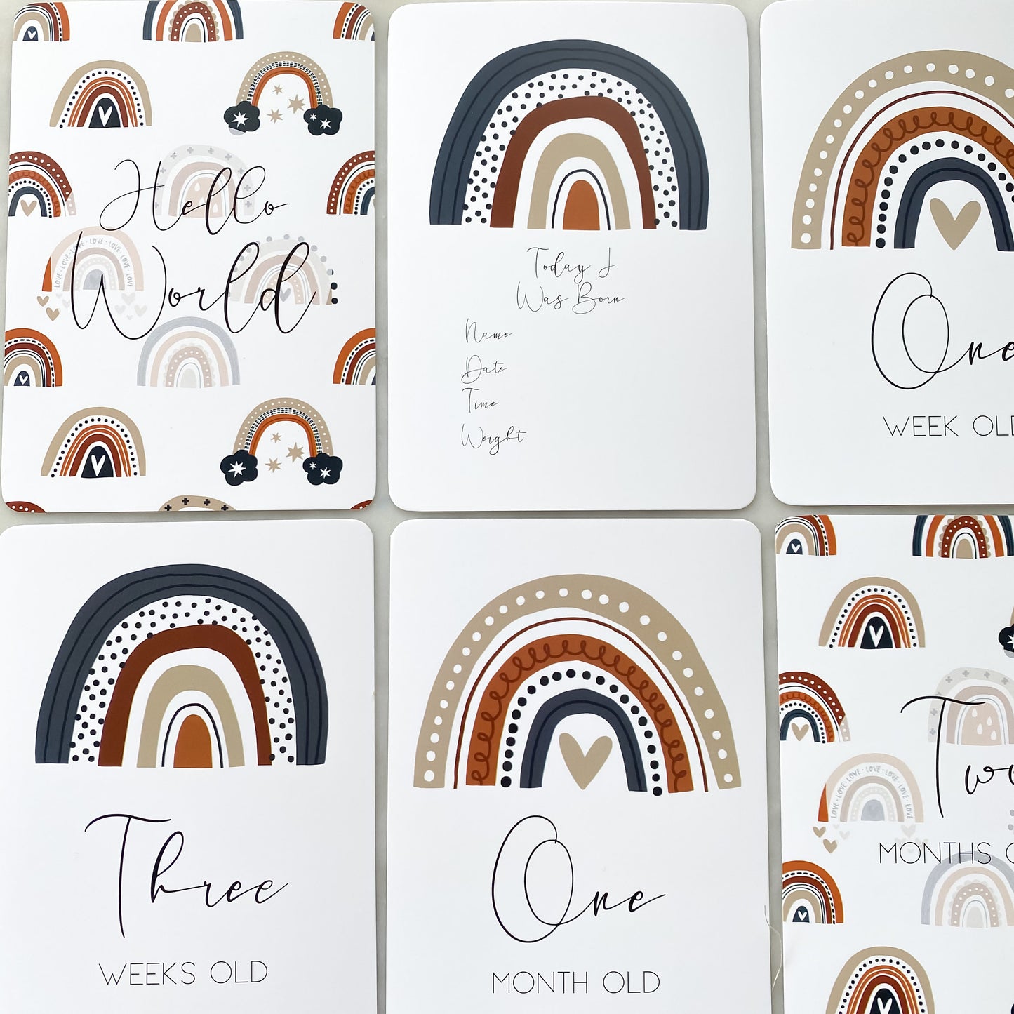 baby milestone cards, rainbow, rainbow milestone cards, pregnancy, baby shower gift, rainbow baby, orange, blue, new baby gift