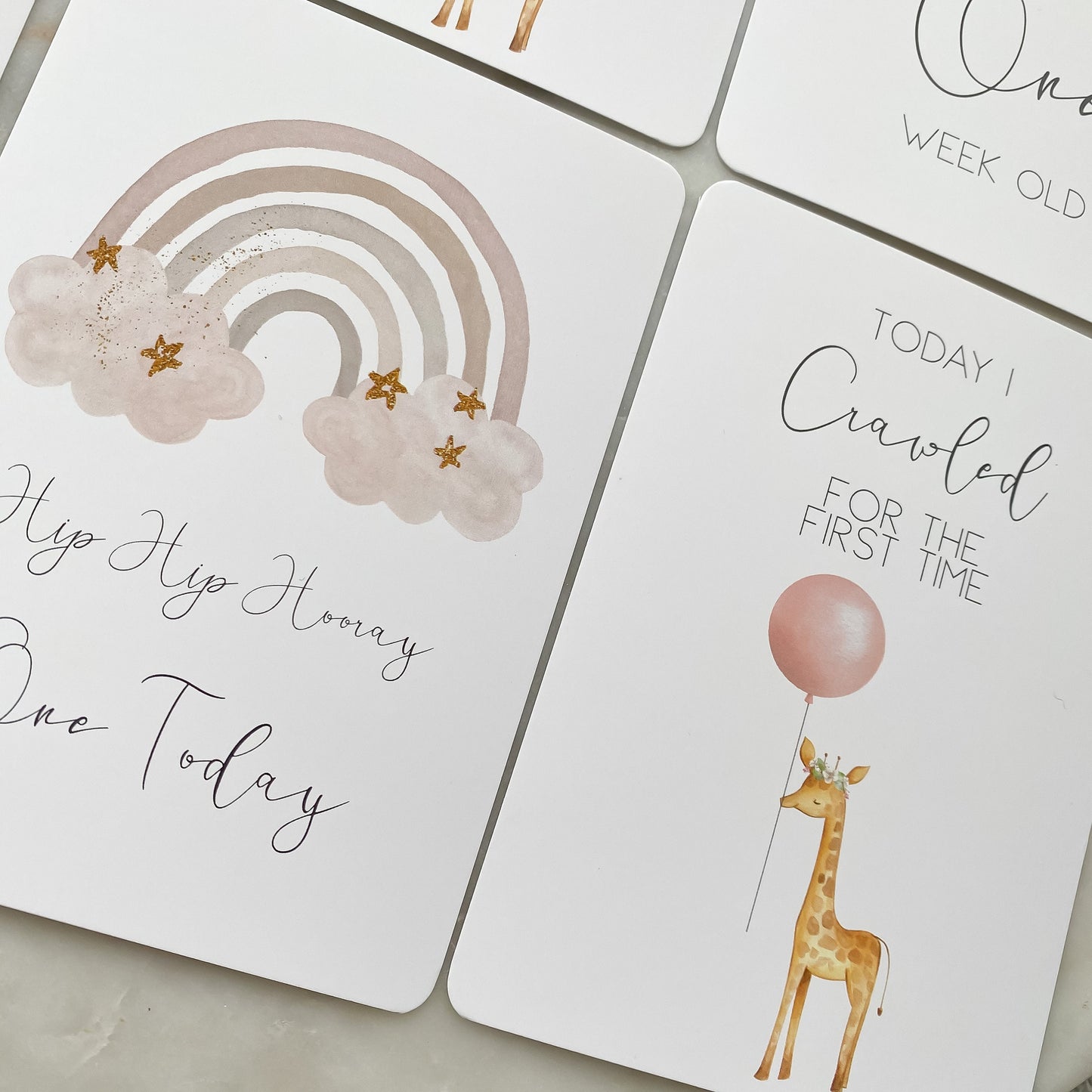 baby milestone cards, rainbow, rainbow milestone cards, pregnancy, baby shower gift, giraffe, rainbow baby, new baby gift. blush