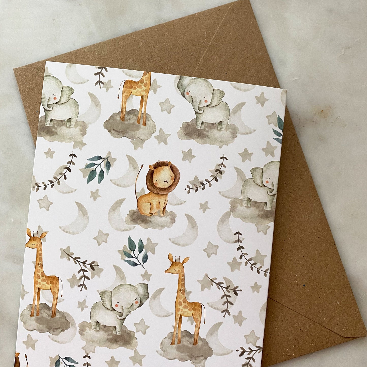 new baby card, new baby greeting card, safari, new baby gift, baby boy, baby girl, unisex,