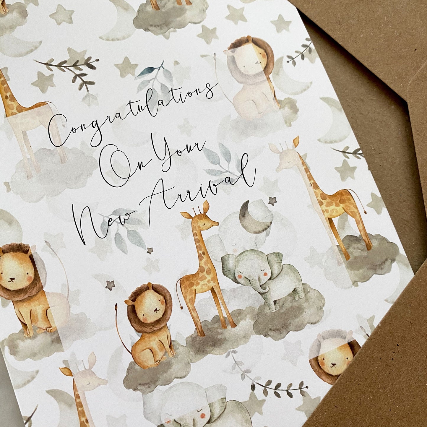 new baby card, new baby greeting card, safari, new baby gift, baby boy, baby girl, unisex,
