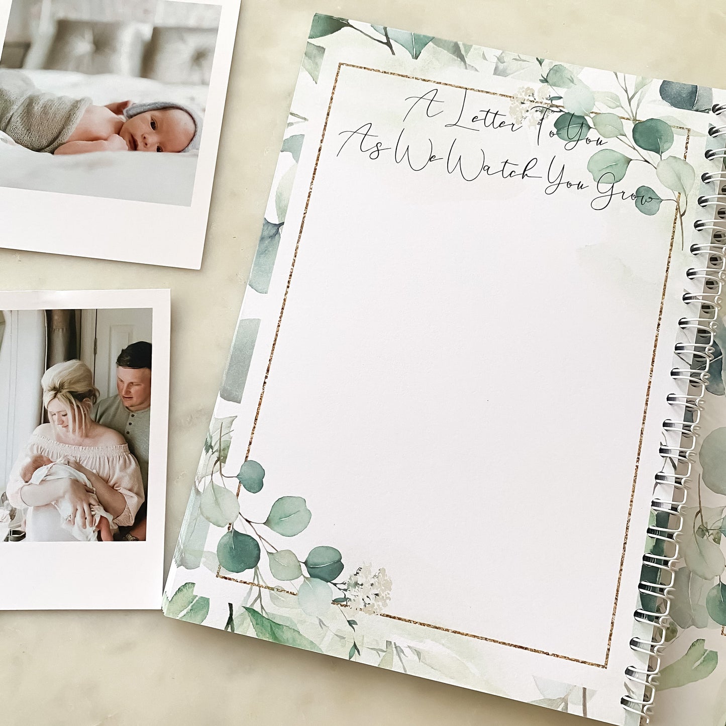 Baby journal, baby book, baby journal and memory book, eucalyptus, baby milestone, pregnancy journal, my first year, new baby gift