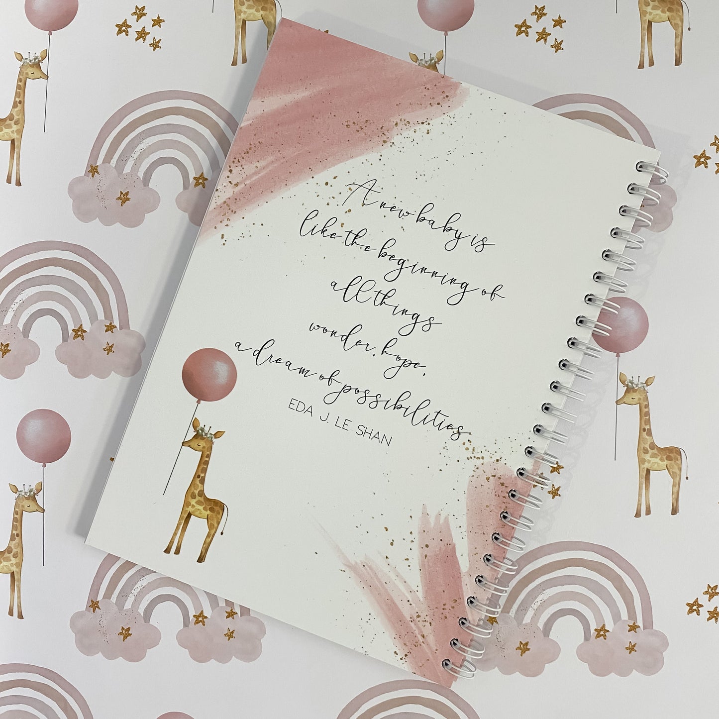 Baby journal, baby book, baby journal and memory book, rainbow, baby milestone, pregnancy journal, my first year, my first year book, blush