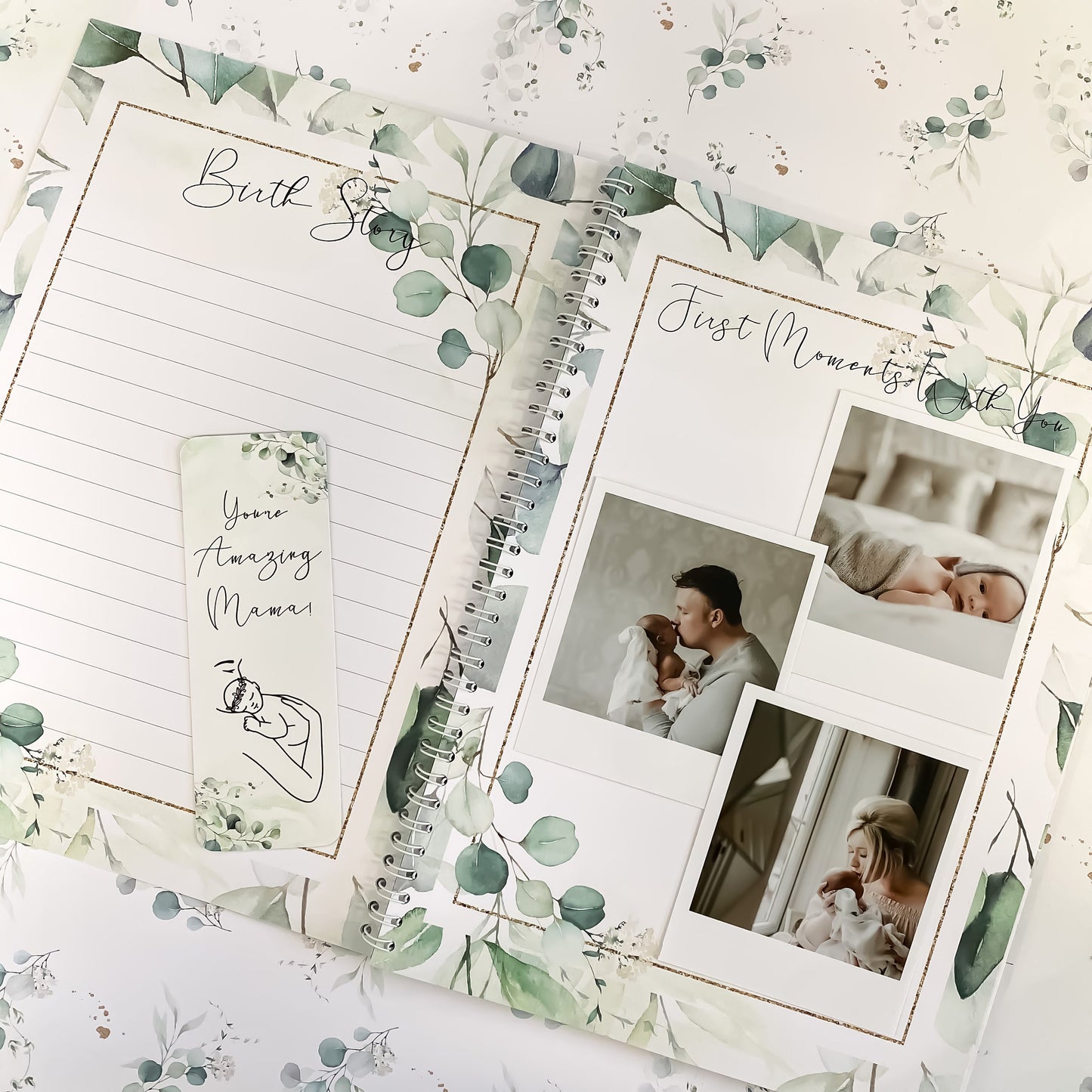 Pregnancy Journal, Pregnancy Planner, Pregnancy Diary, eucalyptus, Baby Book, Pregnancy Gift, Pregnancy Milestone, pregnancy announcement