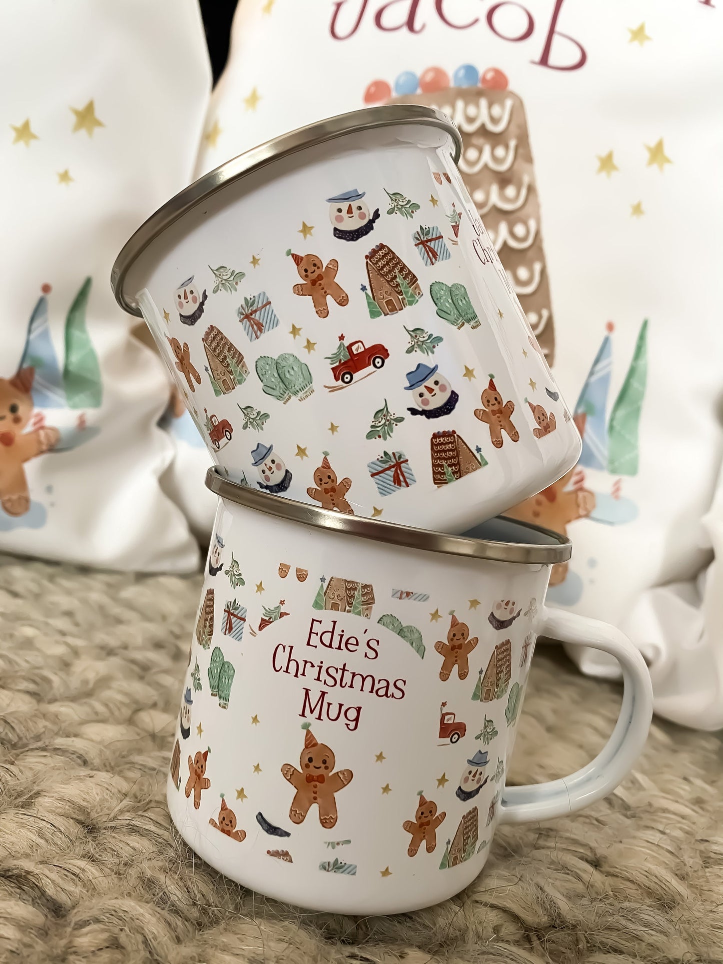 personalised santa sack, gingerbread