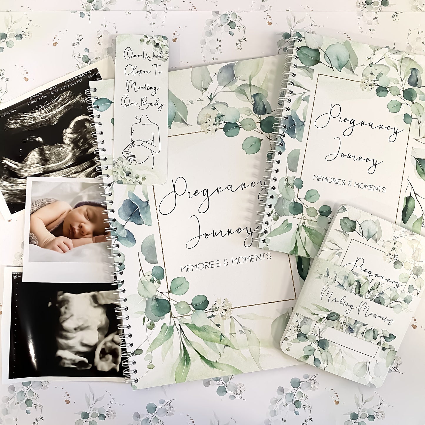 Pregnancy Journal, Pregnancy Planner, Pregnancy Diary, eucalyptus, Baby Book, Pregnancy Gift, Pregnancy Milestone, pregnancy announcement