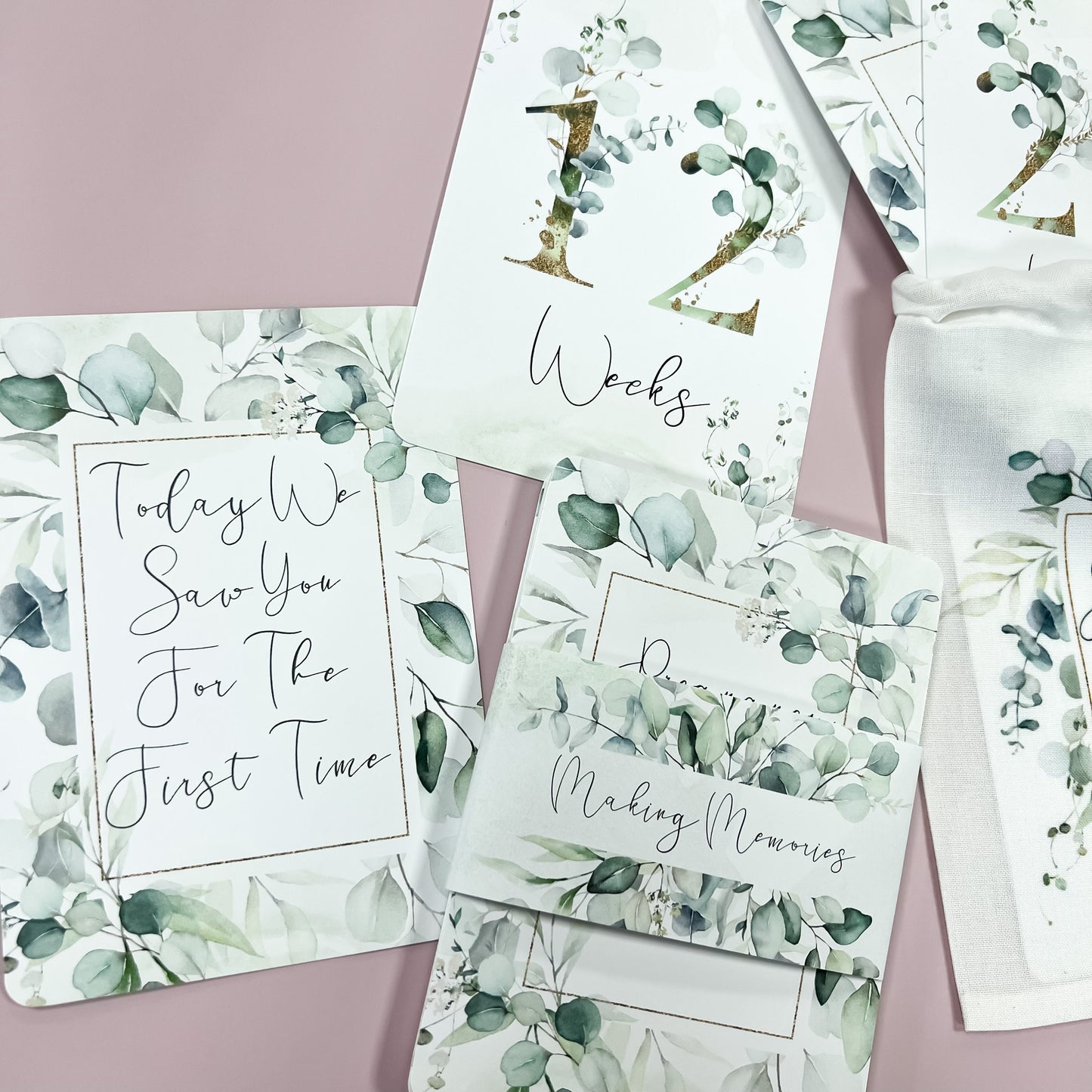 Pregnancy milestone cards, milestone cards, eucalyptus, pregnancy announcement, pregnancy gift, pregnancy countdown, mum to be gift,