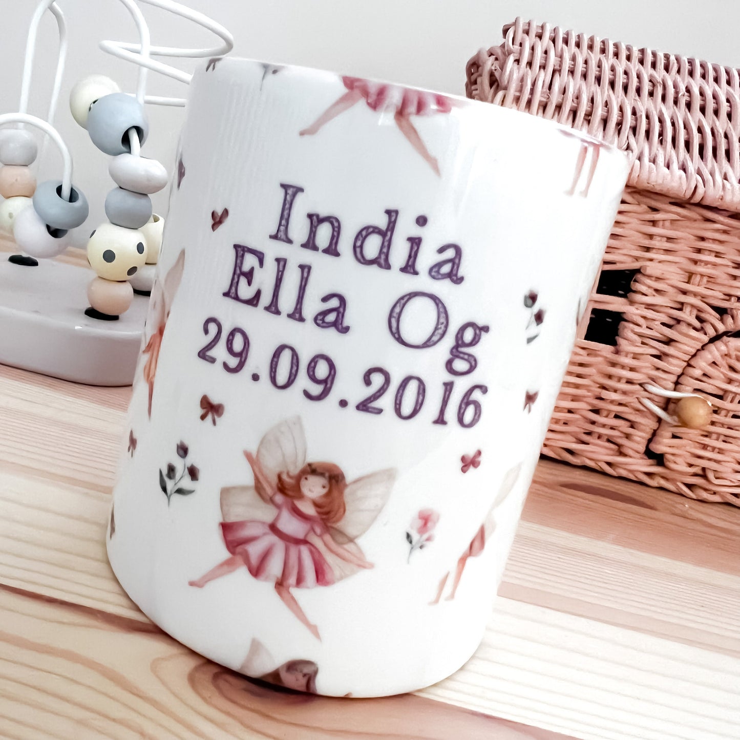 personalised money box, piggy bank, new baby gift, christening gift, baby girl, baby shower gift, fairy, birthday gift, girls birthday
