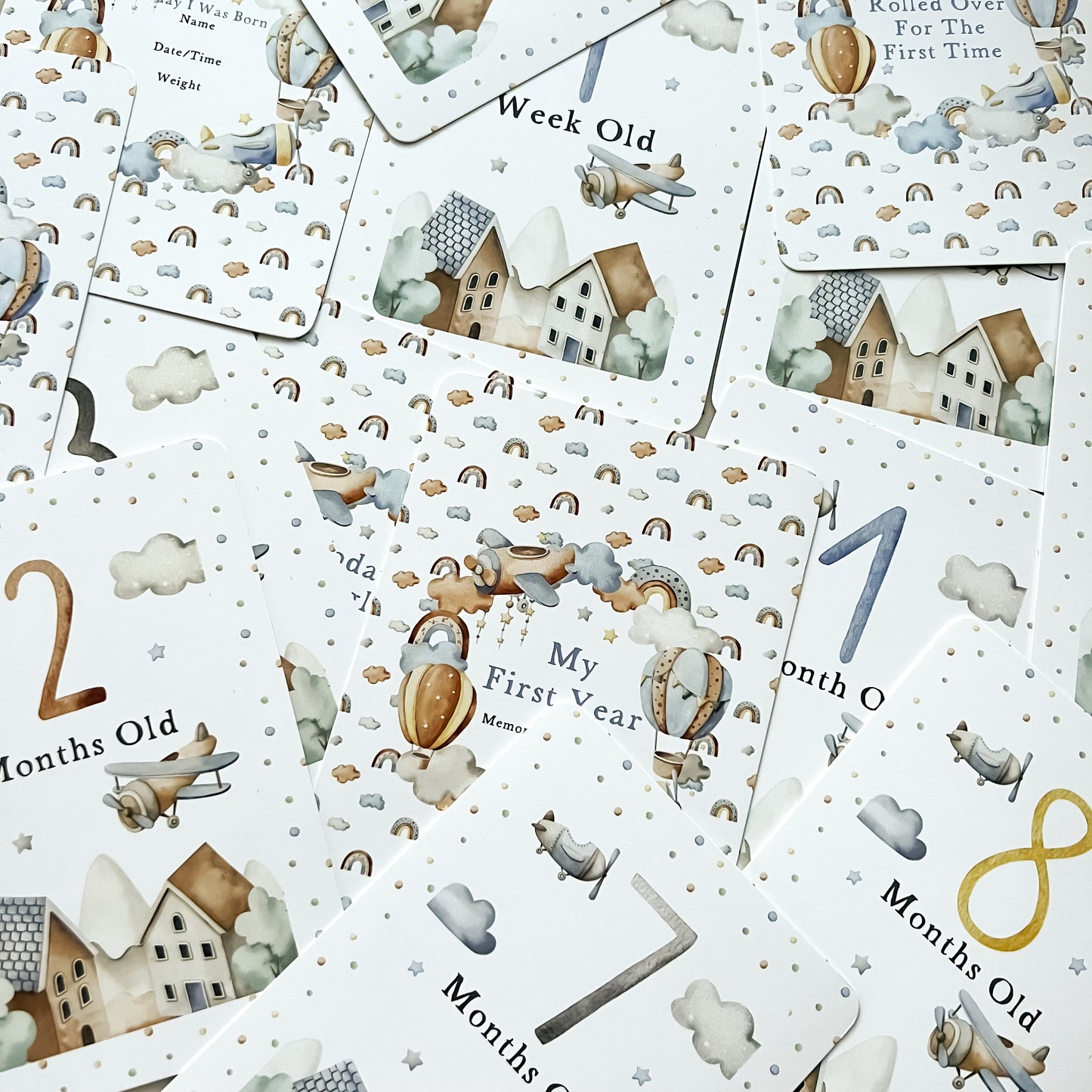 baby milestone cards, aeroplane, baby boy, milestone cards, pregnancy, baby shower gift, new baby gift