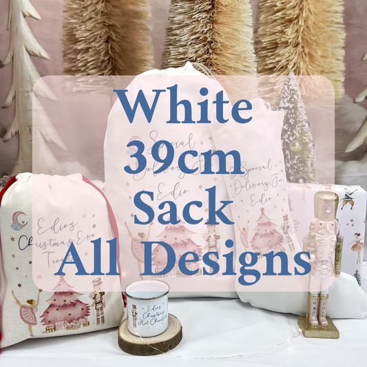 Personalised White 39cm Sack for Christmas Gifts