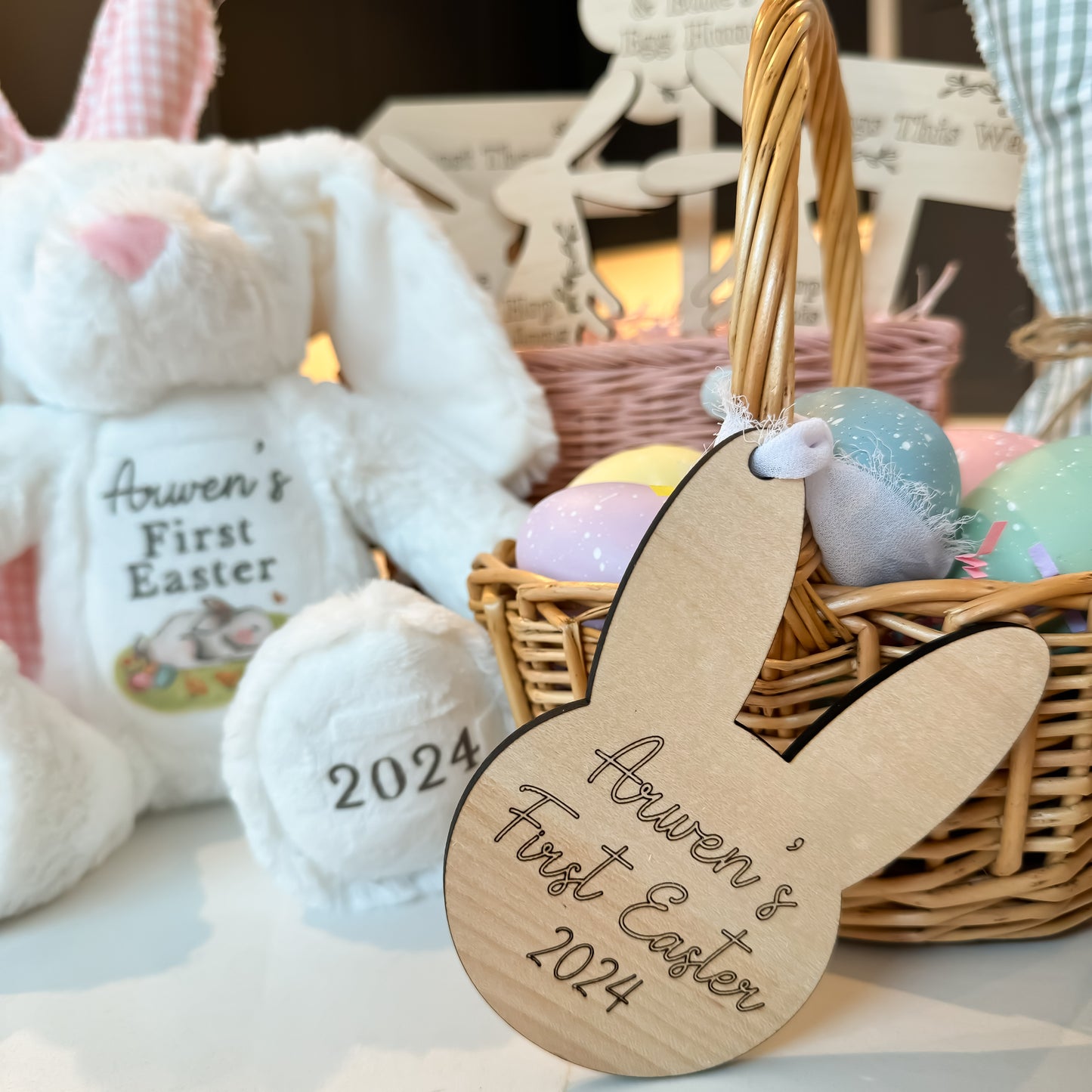 Wooden Personalised Easter Bunny Tag