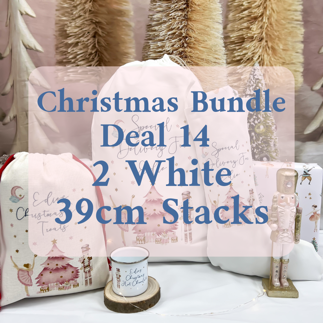 Christmas Bundle Deal 14 - Two Personalised White 39cm Sacks