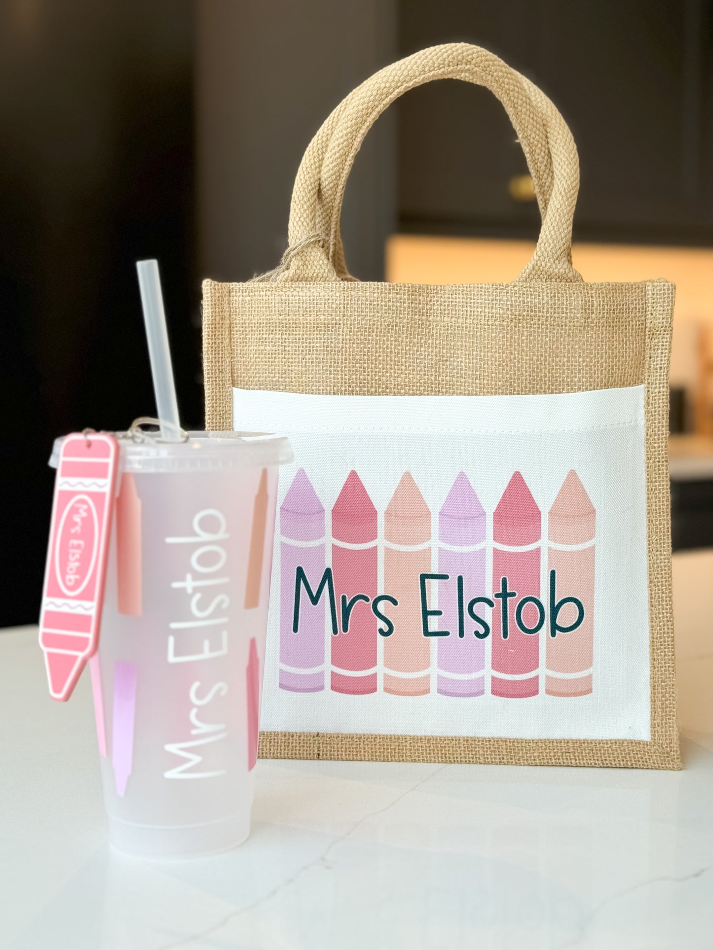 Personalised Teacher Crayon Jute Bag