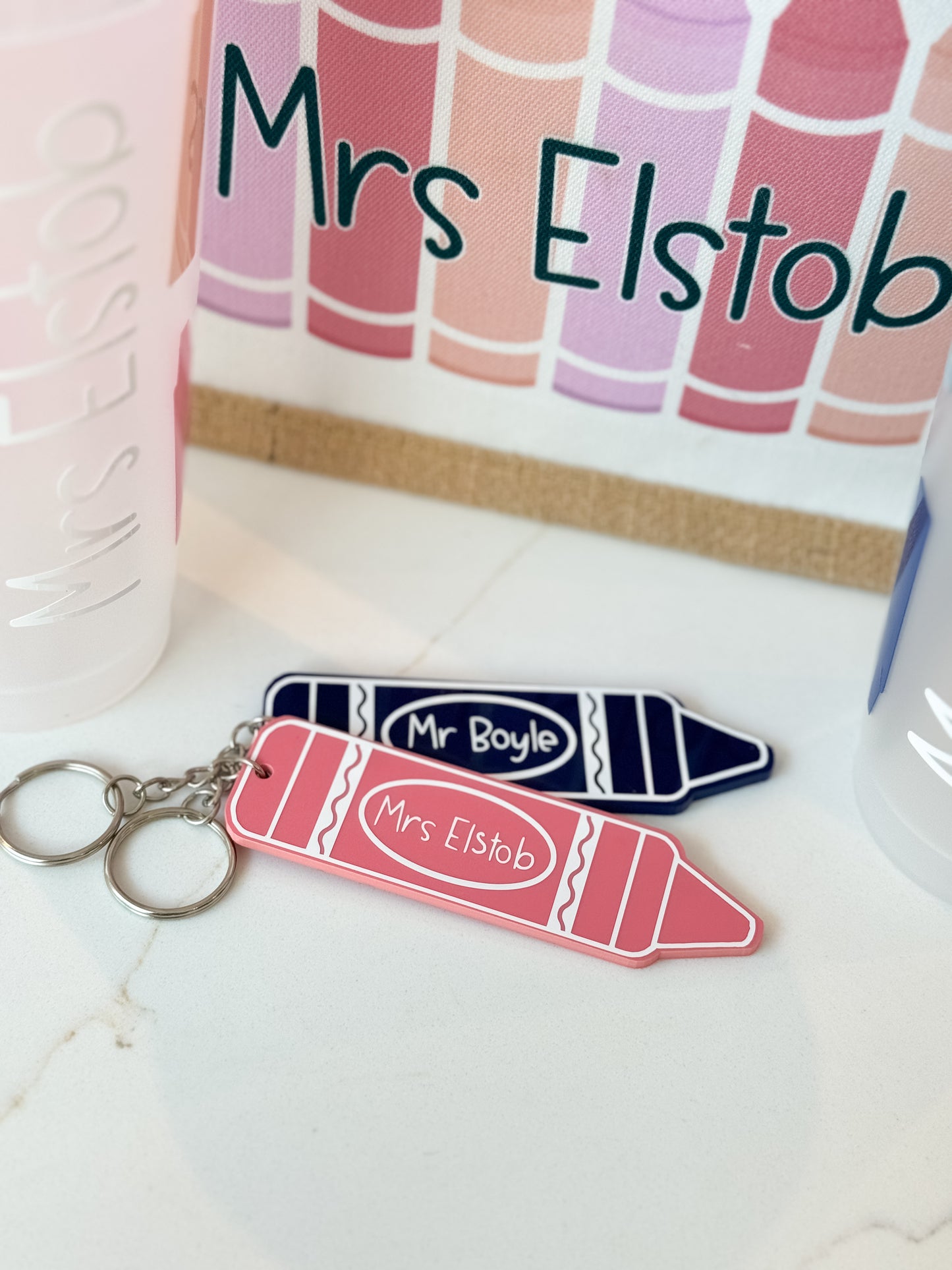 Personalised Teacher Crayon Design Keyring