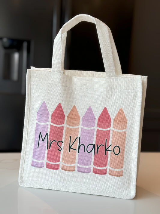 Personalised Teacher Crayon Tote Bag