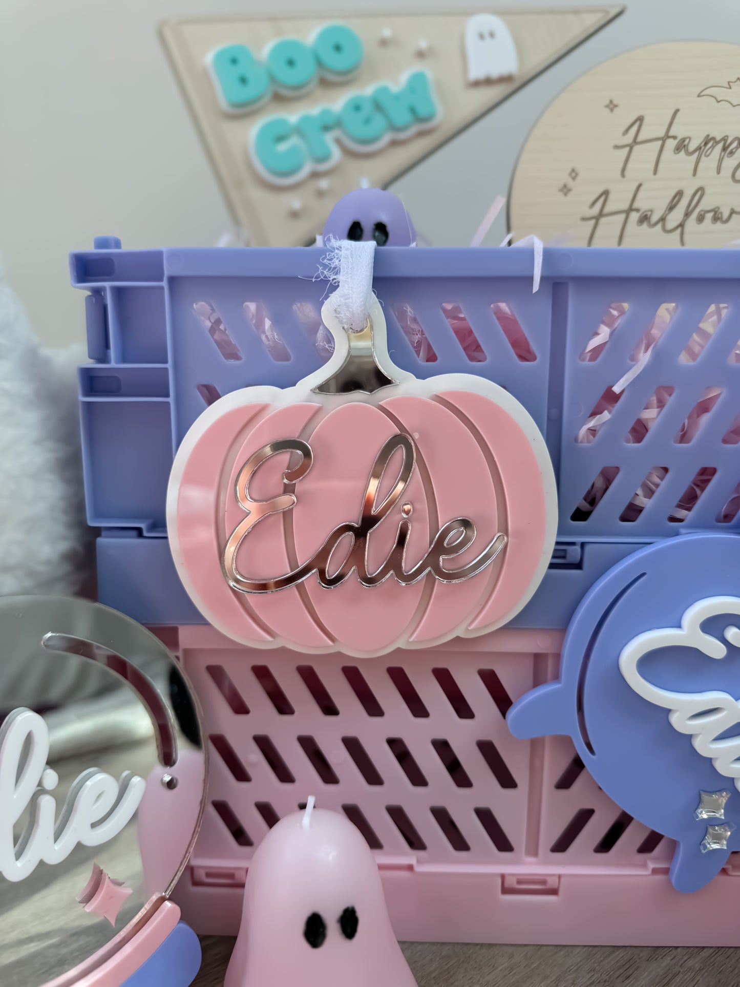 Halloween Pumpkin Boo Basket Tag