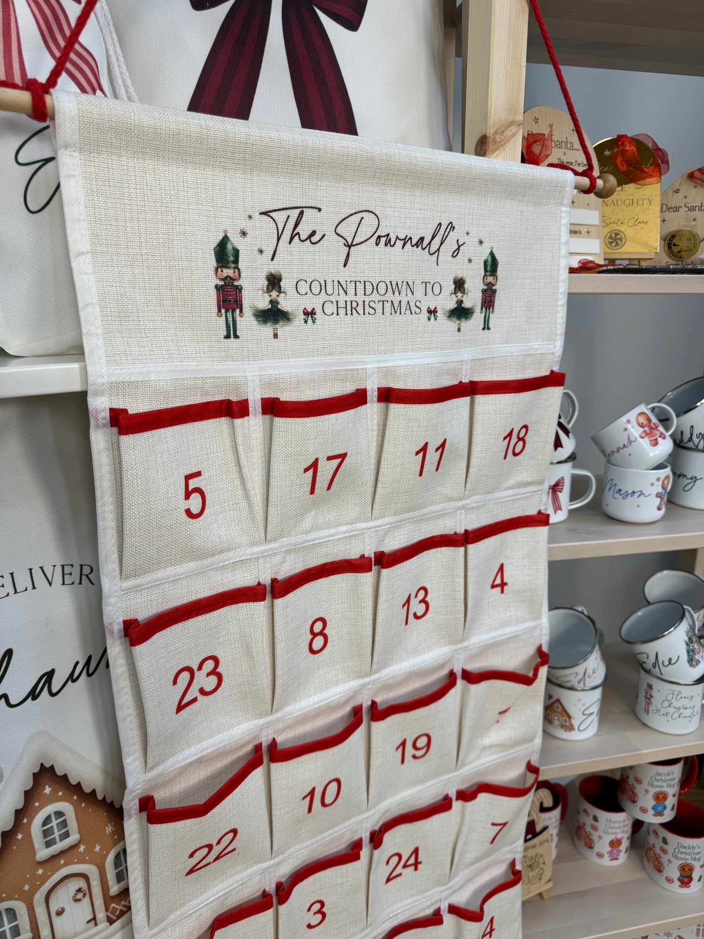 Christmas Bundle Deal 12 - Personalised Linen Christmas Advent Calendar & White 69cm Sack