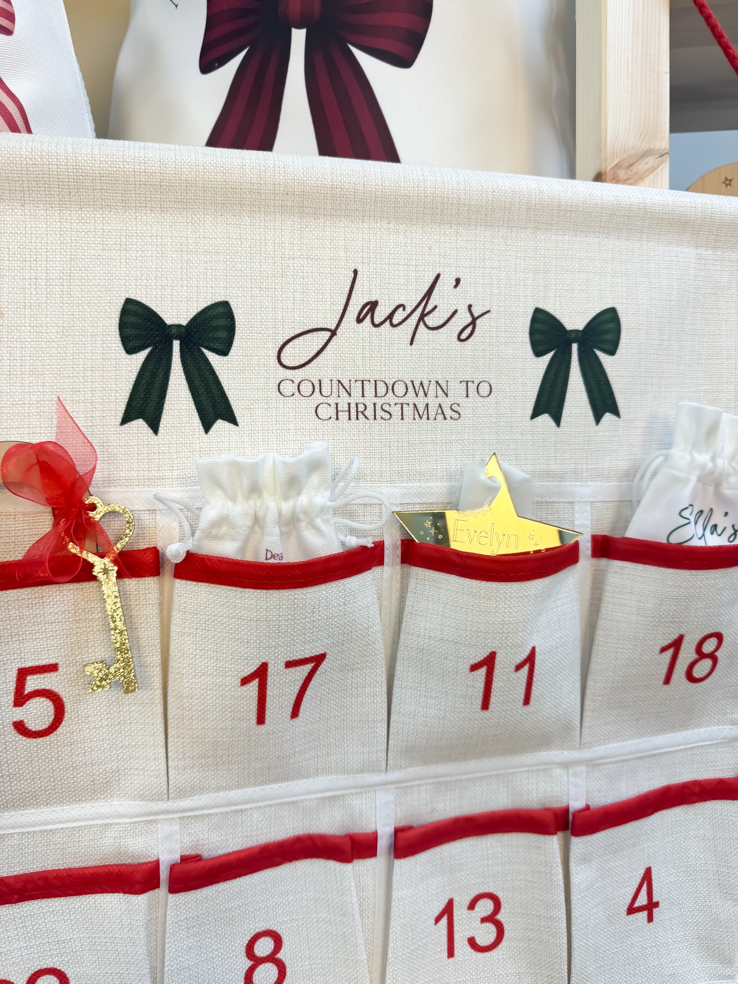 Christmas Bundle Deal 12 - Personalised Linen Christmas Advent Calendar & White 69cm Sack