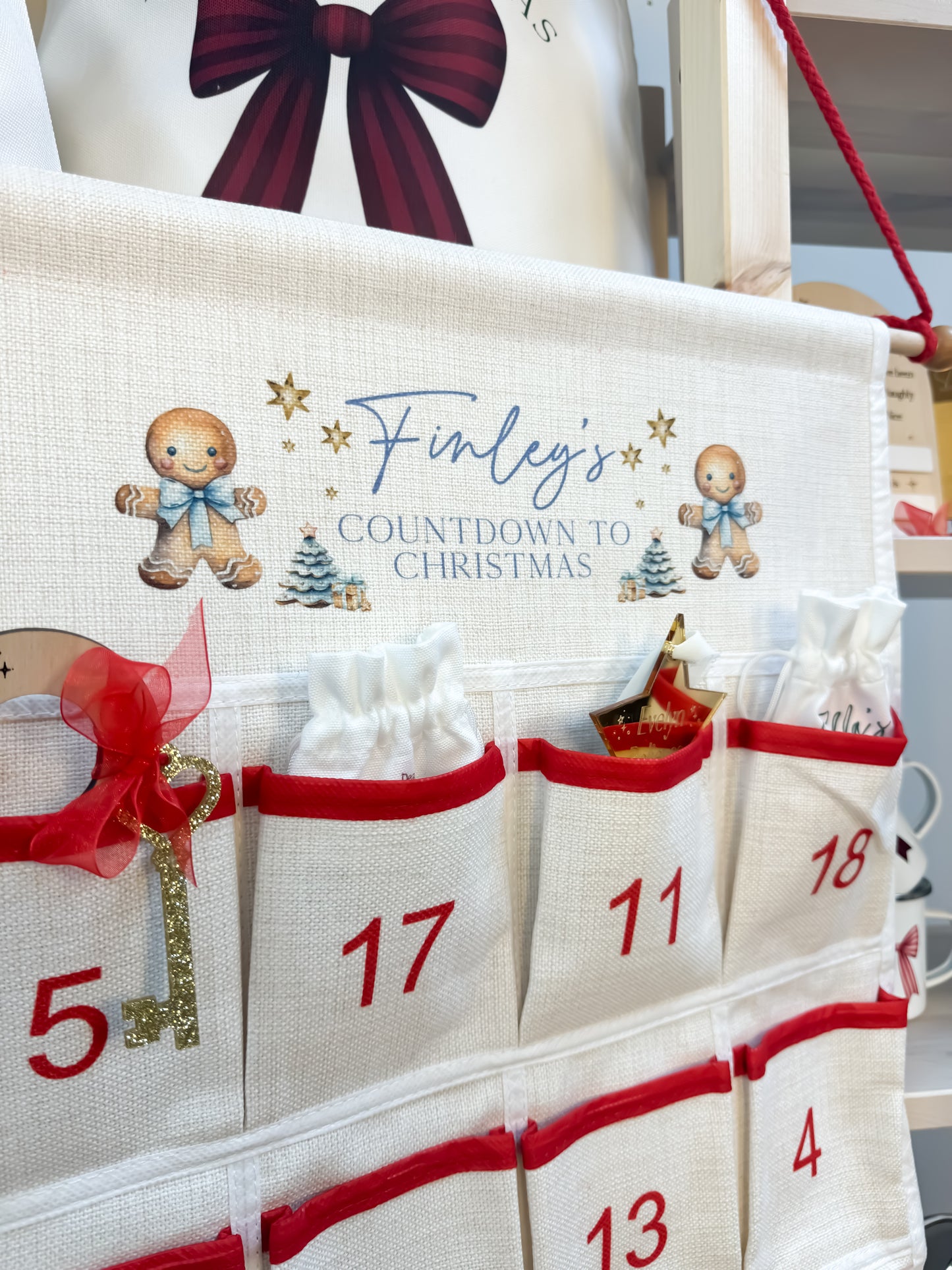 Christmas Bundle Deal 12 - Personalised Linen Christmas Advent Calendar & White 69cm Sack