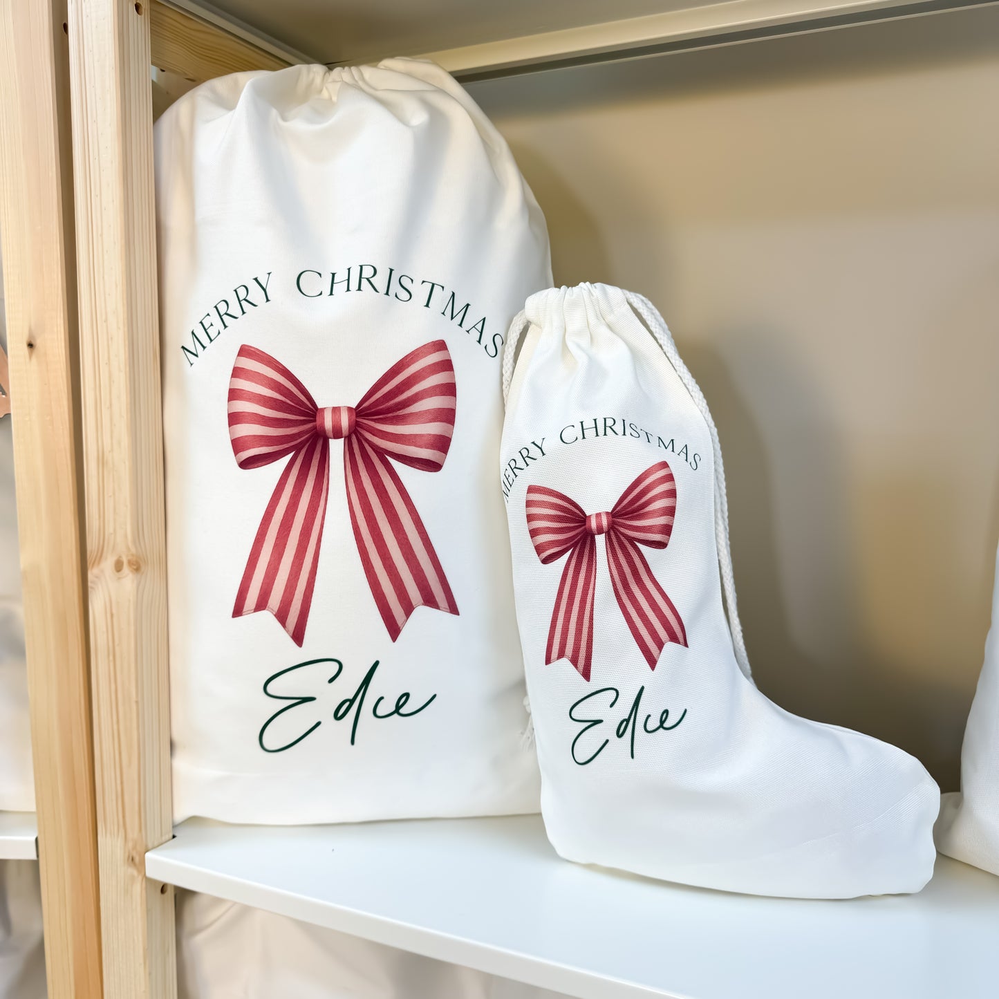Christmas Bundle Deal 4 - Personalised White 69cm Sack & Christmas White Stocking