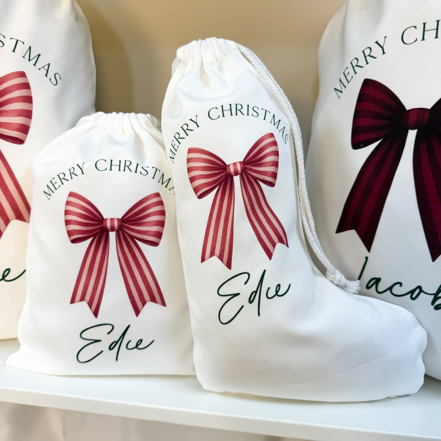 Christmas Bundle Deal 3 - Personalised White 39cm Sack & Christmas White Stocking