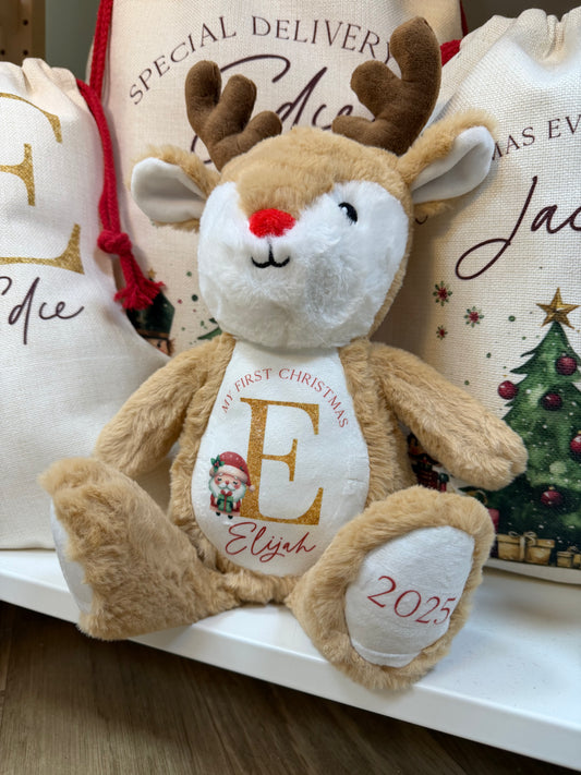 Personalised Christmas Reindeer Teddy