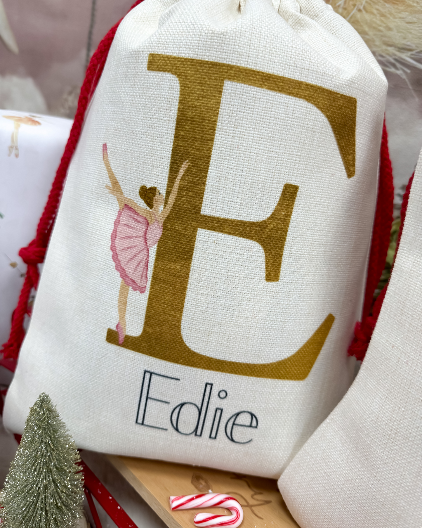 Personalised Pink Sugarplum Fairy Santa Sack and Stockings