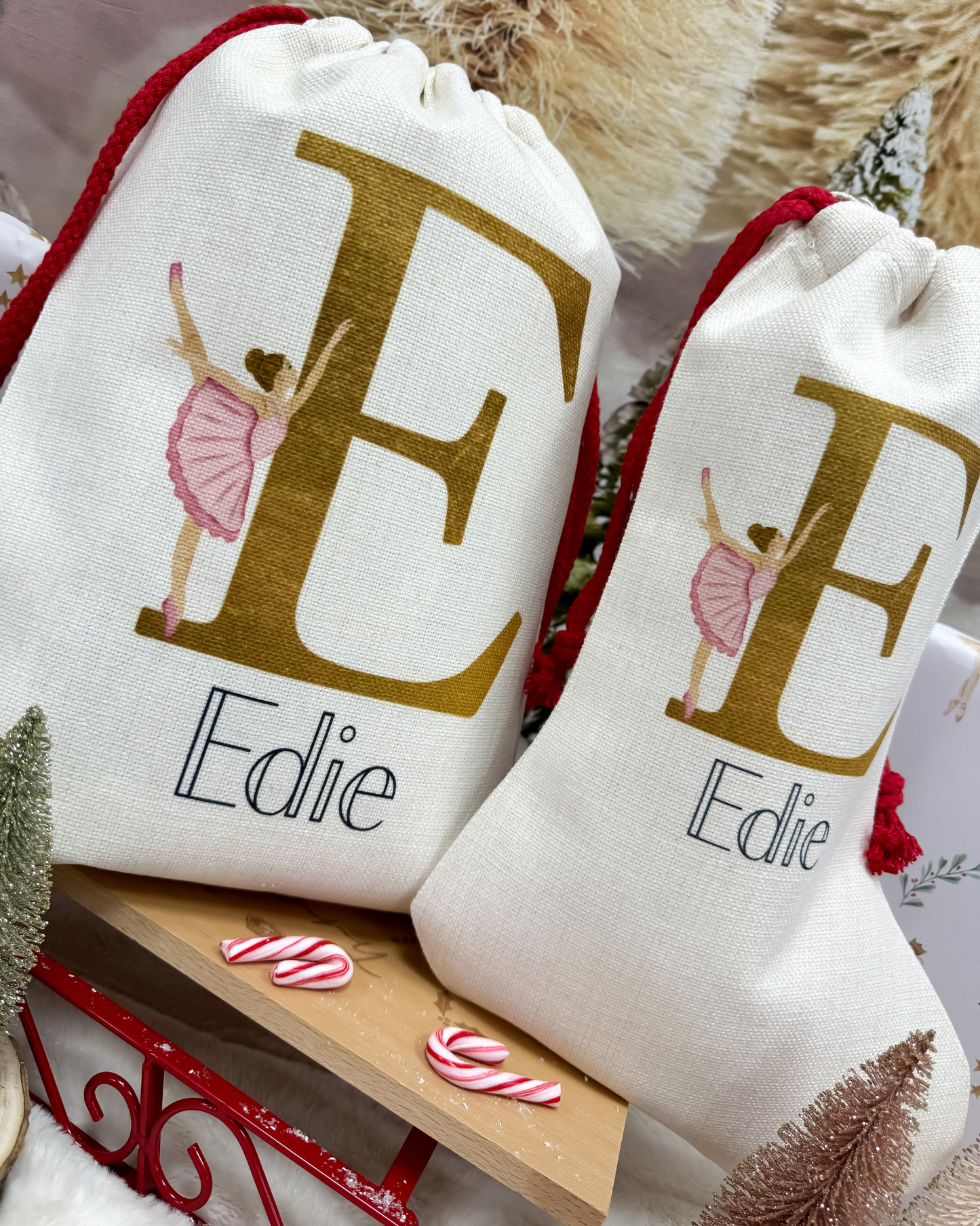 Personalised Pink Sugarplum Fairy Santa Sack and Stockings