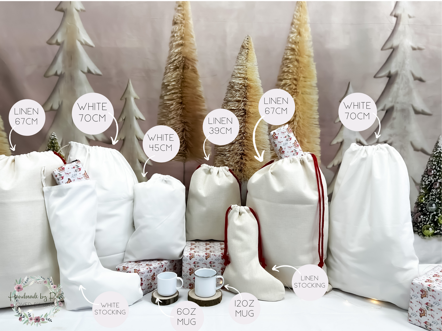 Personalised Pink Sugarplum Fairy Santa Sack and Stockings