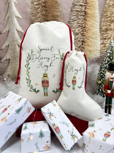 personalised santa sack, Christmas Stocking, nutcracker, sugar plum fairy