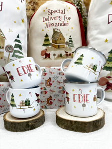 Personalised Christmas mug, hot chocolate mug, new elf