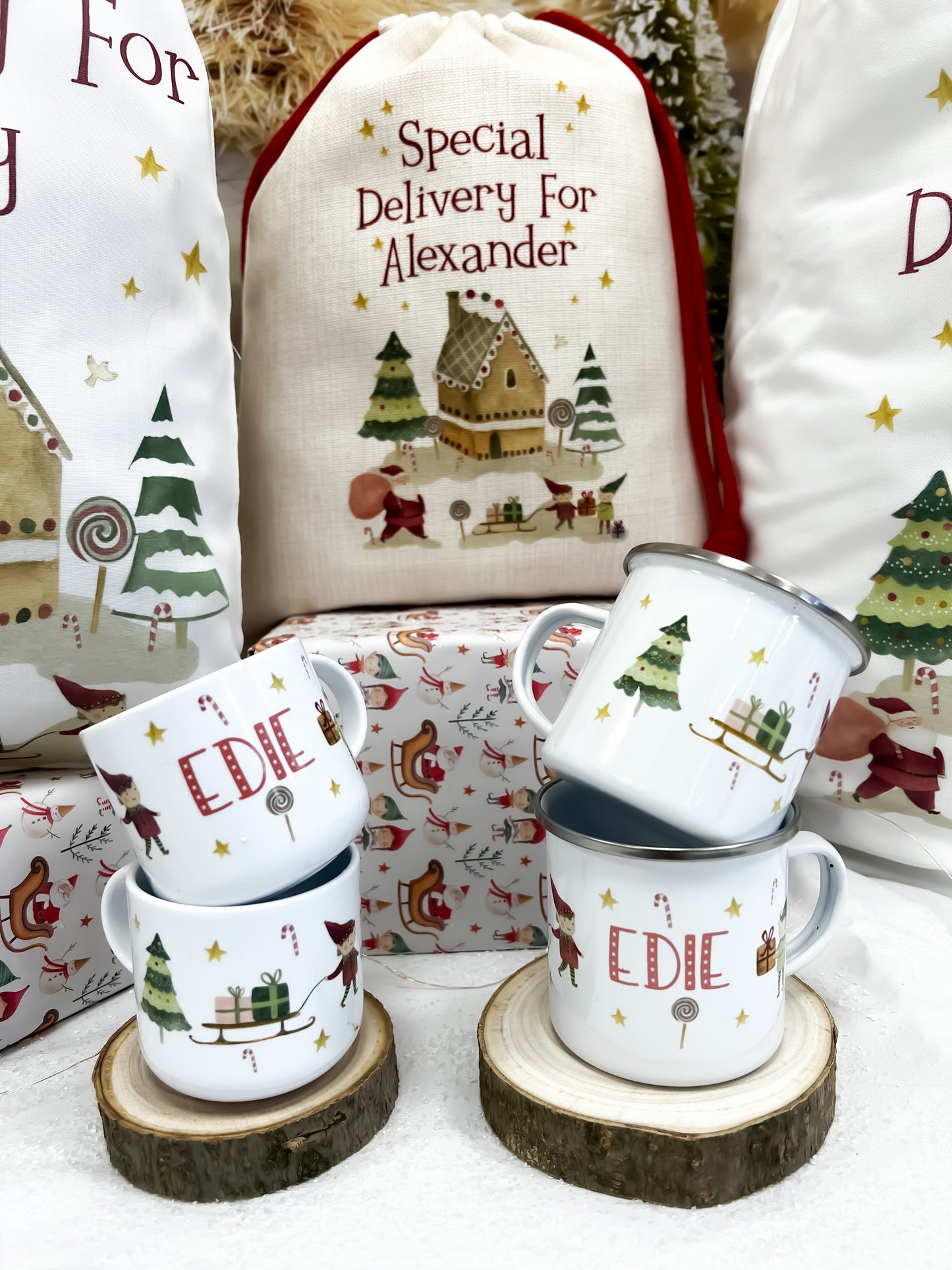 Personalised Christmas mug, hot chocolate mug, new elf