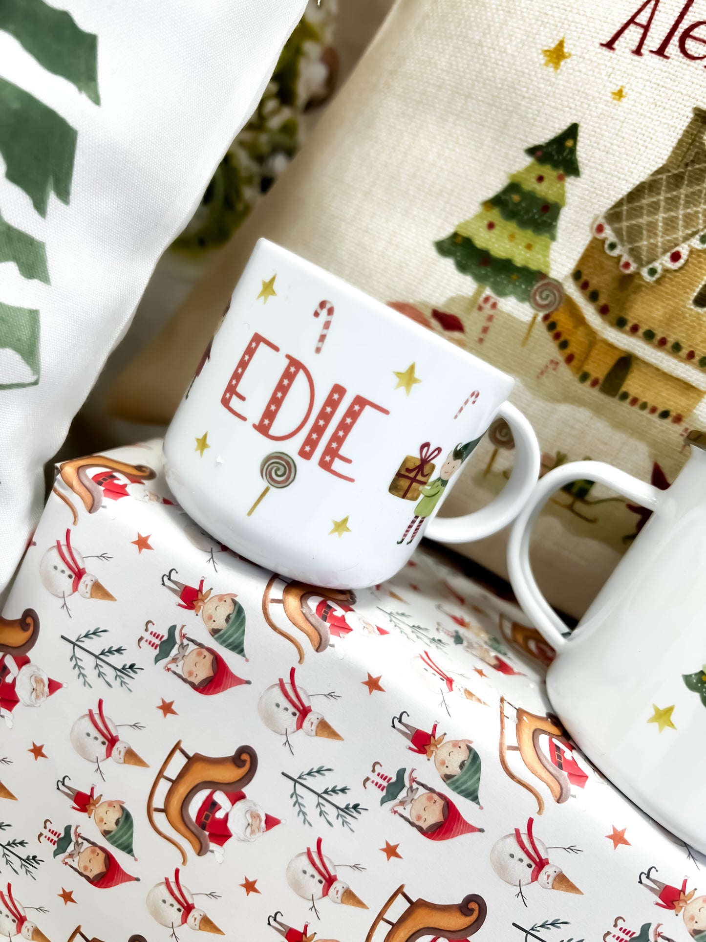 Personalised Christmas mug, hot chocolate mug, new elf