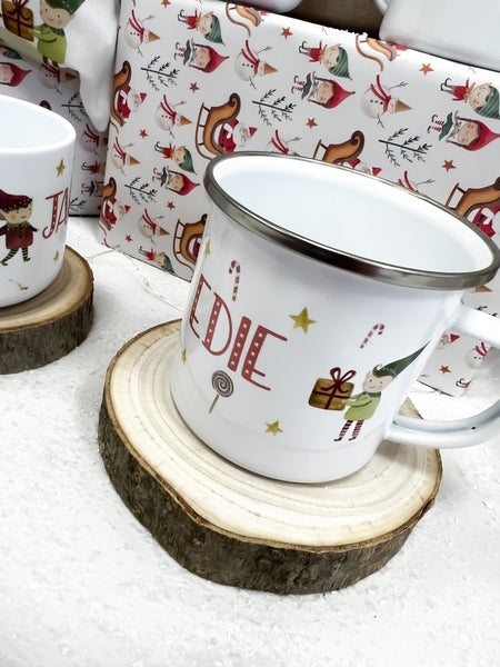 Personalised Christmas mug, hot chocolate mug, new elf