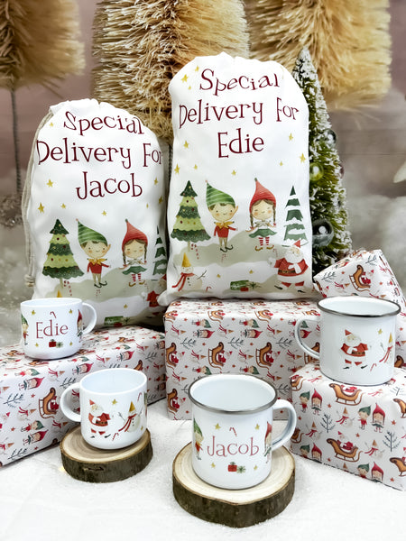 personalised santa sack,  Christmas stocking, Christmas sack, new elf