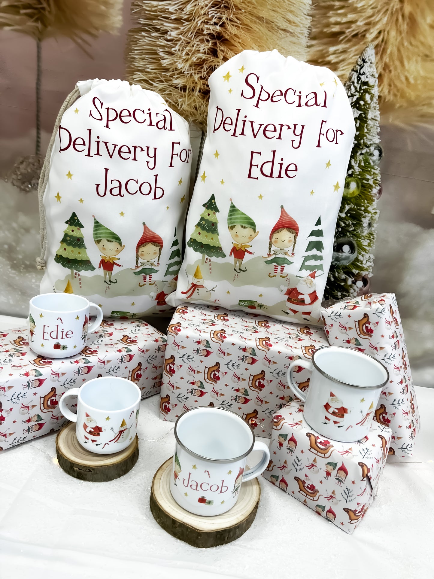 Personalised Christmas mug, hot chocolate mug, Christmas elf