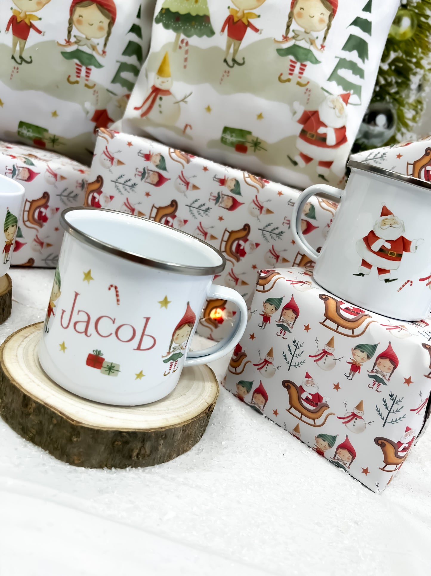 Personalised Christmas mug, hot chocolate mug, Christmas elf