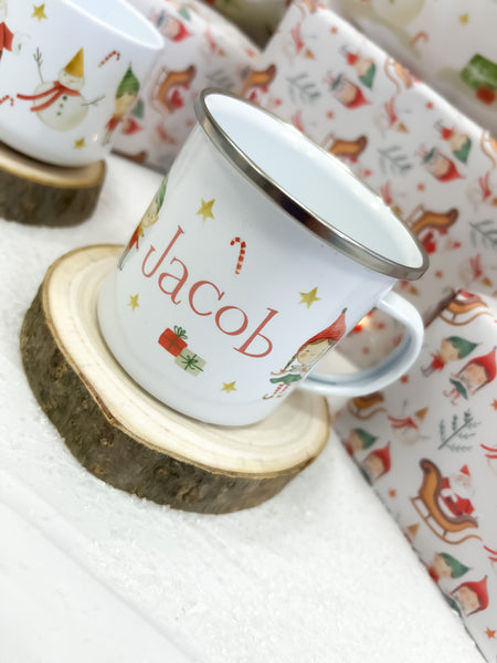 Personalised Christmas mug, hot chocolate mug, Christmas elf